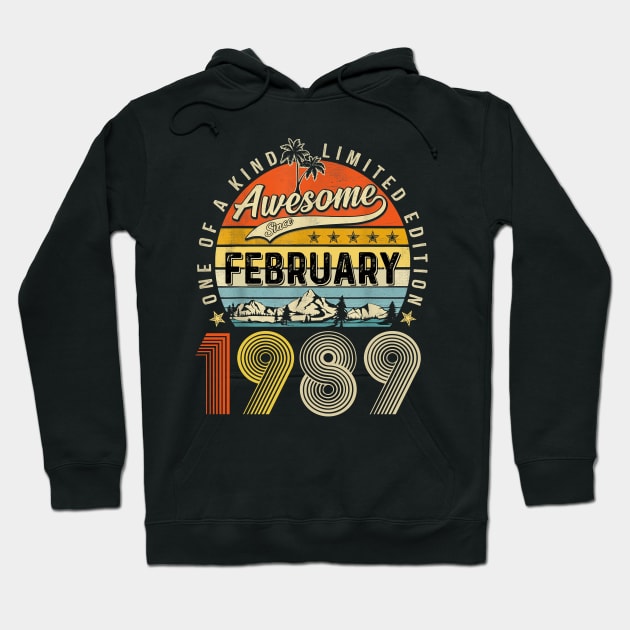 Awesome Since  February 1989 Vintage 34th Birthday Hoodie by louismcfarland